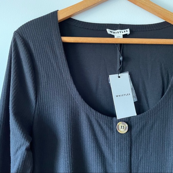 Whistles Button Detail Jersey Dress - Picture 6 of 8